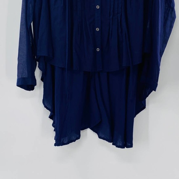 Free People Sisters of the Moon Pleated Button Front High Low Purple Top Size XS - Picture 9 of 13